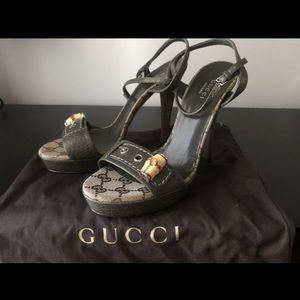 AUTHENTIC Gucci Monogram high heels 37.5 sandals